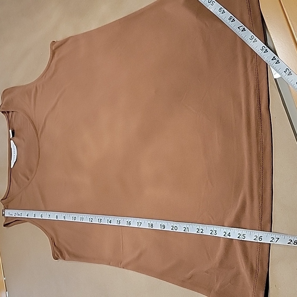 Susan Graver Size S Milky Chocolate Brown Stretchy Sleeveless Top / Tank, EUC - Picture 8 of 12
